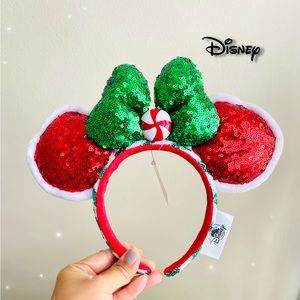 Disney Peppermint Candy Christmas new Minnie Mickey Ears Headband